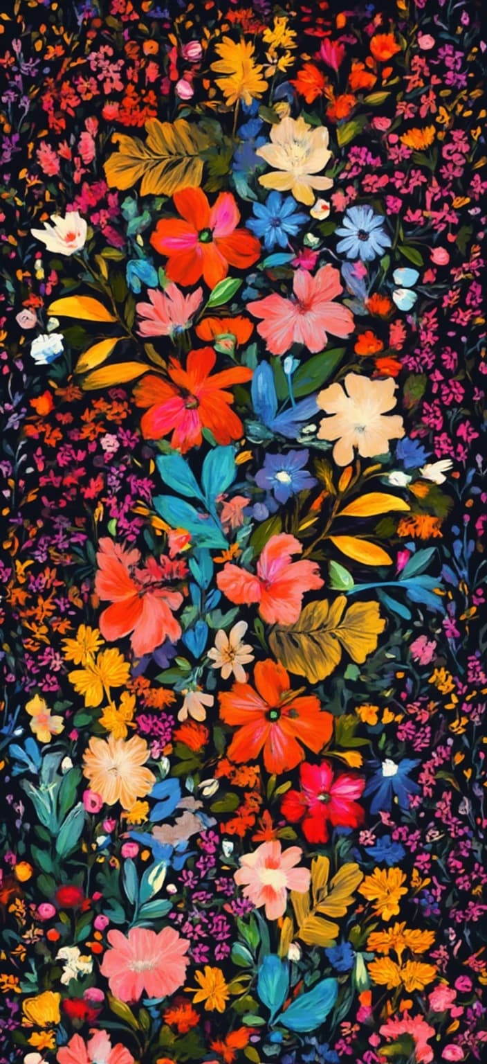 colorful_illustration, The painting for this digital-wallpaper is crafted to perfectly fit laptop screens and is imbued with a darker, more mysterious atmosphere. Imagine a mesmerizing scene painted in a vibrant and colorful illustration style, exuding a playful dynamism with a hand-drawn aesthetic. The central focus is a lush tapestry of organic shapes intertwined with an array of decorative elements, such as whimsical leaves and intricate floral patterns that gracefully sweep across the canvas. These elements are layered in a lavish, decorative manner, infusing the composition with a sense of depth and movement while maintaining a darker, more subdued color palette.
The background is a rich, inky canvas scattered with ornate dots, swirls, and abstract motifs that shimmer subtly, reminiscent of twilight. These ornamental elements provide a stark yet harmonious contrast to the vibrant organic forms at the forefront, evoking the luxurious complexity and detail of Scandinavian folk art paired with the bold, mid-century botanical prints. Each leaf and petal is delicately rendered, contributing to a sophisticated hand-drawn feel that is both natural and free-flowing.
This intricate composition is carefully designed to be centered, ensuring a balanced and crisp appearance that makes it an ideal choice for printing as a digital wallpaper. The resulting image is a captivating blend of bold creativity and refined detail, offering an elegant yet lively backdrop for any laptop screen.