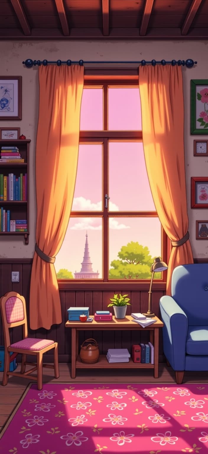 ghibli_illustration, ("Enriched prompt: Create a captivating desktop wallpaper that radiates a whimsical and joyful aesthetic through the use of neon colors. At the heart of this artwork, intricately blend a hand-drawn animation style characterized by richly detailed backgrounds and expressive character designs. Envelop the scene in warm, natural lighting to evoke a cozy and inviting mood, where every element feels alive and meticulously rendered, invoking a dreamy, nostalgic quality.\n\nPosition a central, motivational quote inscribed in elegant handwriting, perfectly integrated into the composition to inspire determination and hard work. Ensure the vibrant yet slightly muted color palette harmonizes to avoid harsh contrasts, maintaining the art's nostalgic and dreamlike essence.\n\nCapture everyday objects and textures with painstaking detail, bestowing each element with a sense of tangibility and authenticity. Keep the main subjects accurately proportioned and clearly visible, allowing the viewer to immerse themselves in a world that feels both lived-in and magical.\n\nDeliver a pristine, crisply centered composition, ensuring it is impeccably suited for decor, inviting prolonged observation and reflection. The result should be a wallpaper that not only decorates but also motivates, urging the viewer to pursue their dreams with unwavering resolve.",)