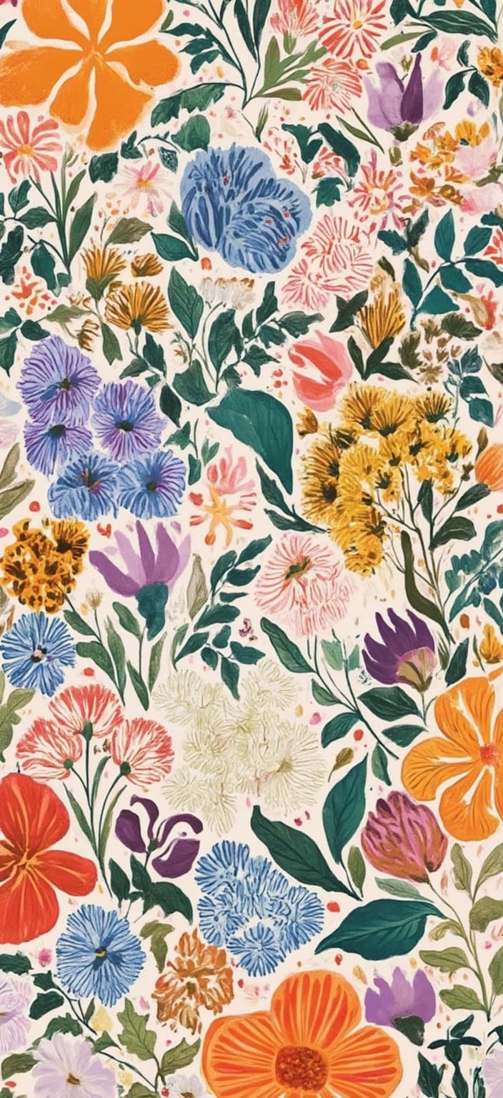 colorful_illustration, Create a vintage botanical drawing of herbs that captures the essence of an idyllic garden. The canvas should be alive with a vibrant and colorful illustration style, exuding a playful and dynamic energy paired with a hand-drawn feel. Centered to ensure clarity and cohesion, the image is ideal for printing as a digital wallpaper. The background is adorned with organic shapes that flow seamlessly, incorporating scattered decorative elements such as a variety of leaves and floral components. These elements are arranged with meticulous harmony, contributing a natural and free-flowing quality to the design.
The composition should embrace a lavish and decorative style, echoing an intricate tapestry where bold organic shapes meet delicate details. Interspersed are ornamental accents, including dots, swirls, and abstract motifs, which introduce a touch of whimsy and elegance. This luxurious layering of colors and patterns invites a sense of depth and movement, encouraging the eye to explore every corner of the artwork.
Drawing inspiration from Scandinavian folk art and mid-century botanical prints, the piece should feature organic shapes and radial floral patterns that create a harmonious and timeless appearance. The overall feel of the artwork must be reminiscent of those classic styles, yet refreshed with a modern twist that makes it eminently suitable for a contemporary digital wallpaper.
