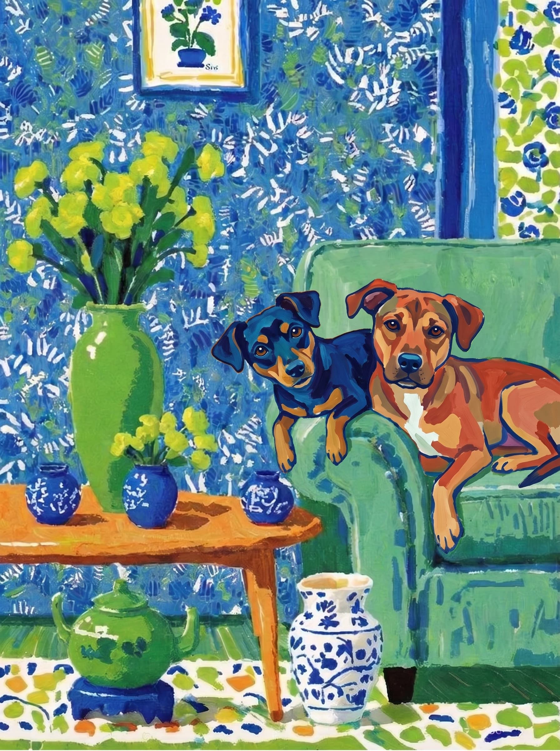Dog Wall Art — custom impressionist pet portrait example — 3