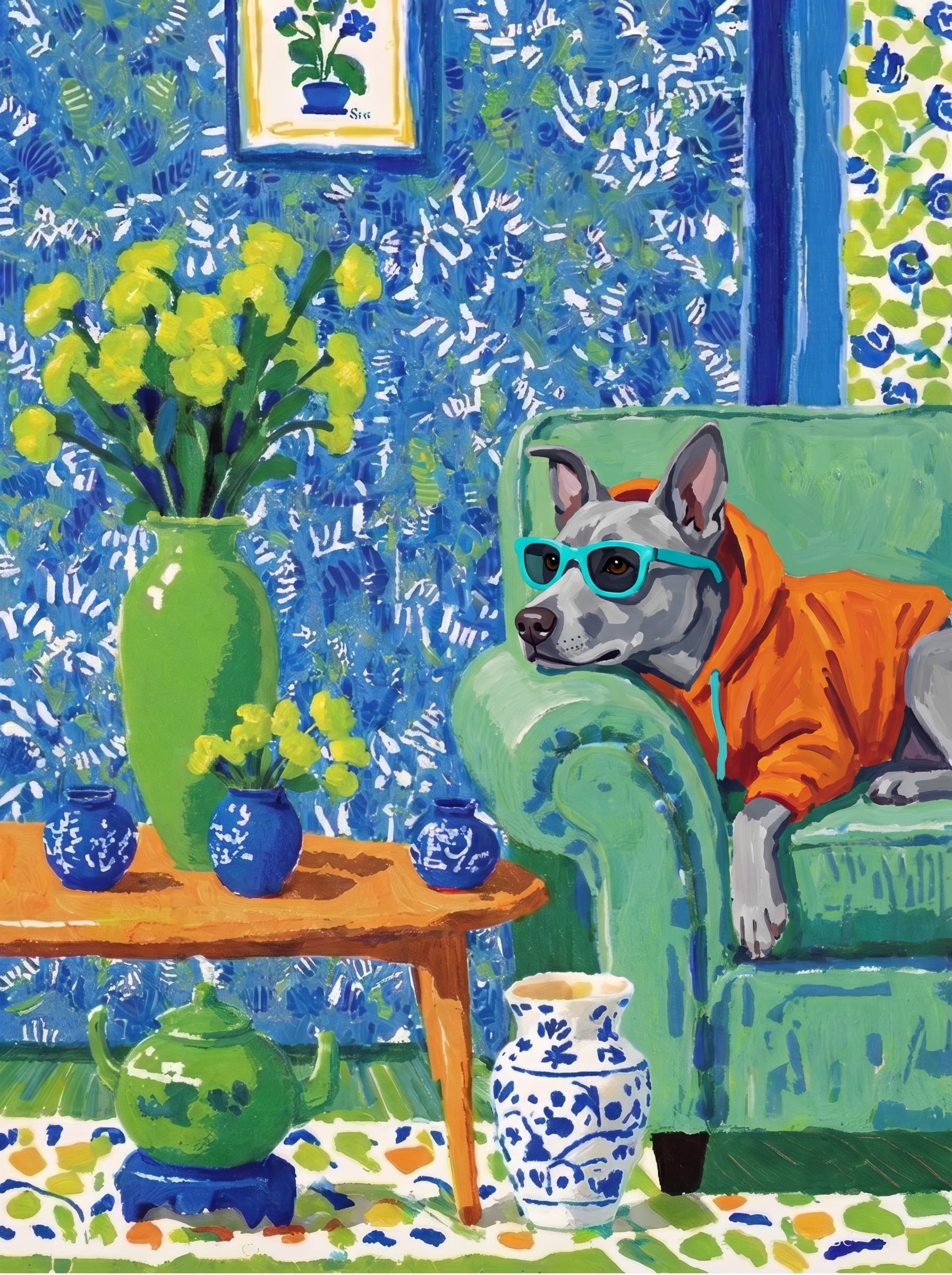 Dog Wall Art — custom impressionist pet portrait example — 5
