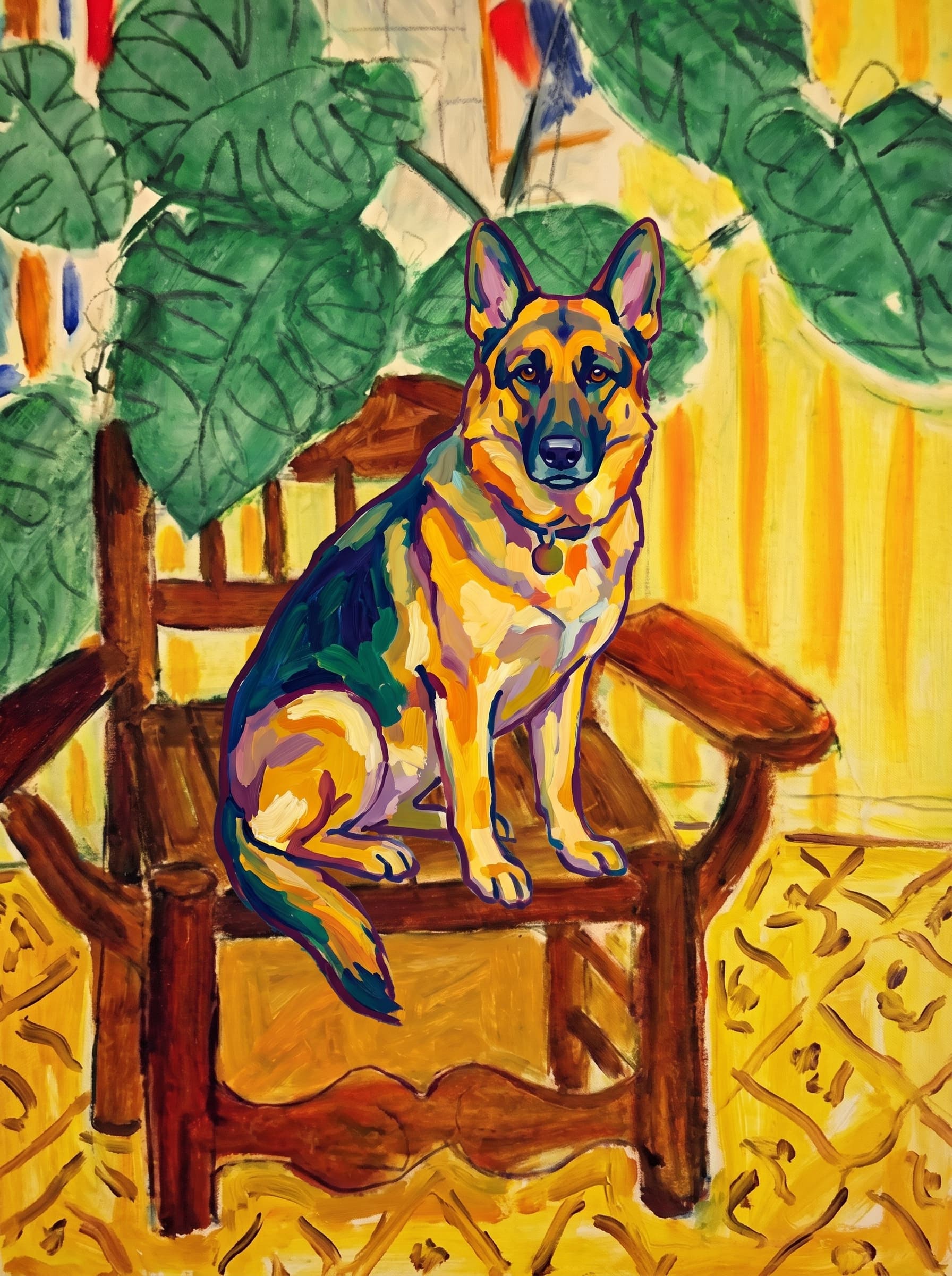 Dog Wall Art — custom impressionist pet portrait example — 2