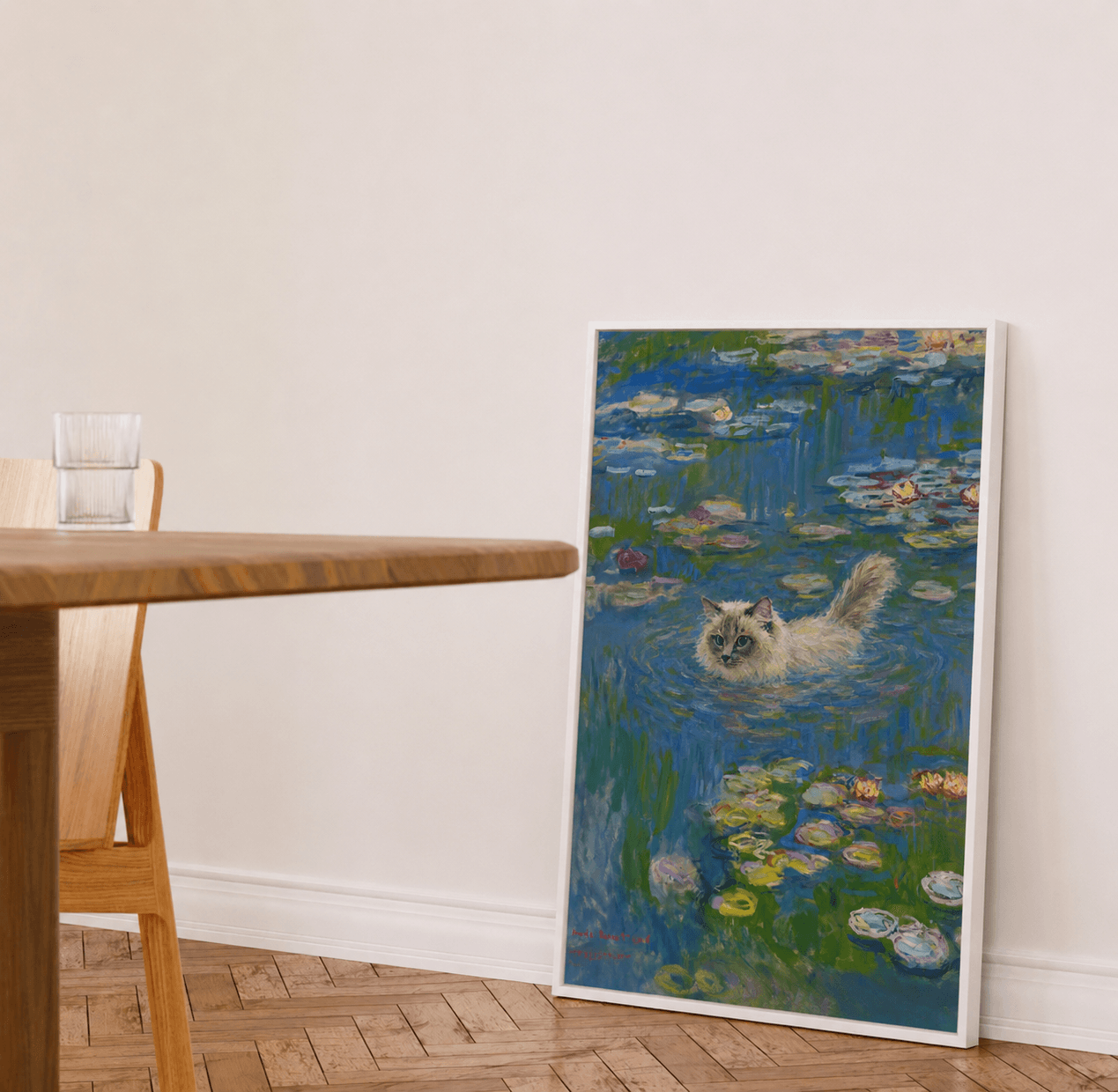 Dining Room gallery wall with impressionist pet artwork - image 1