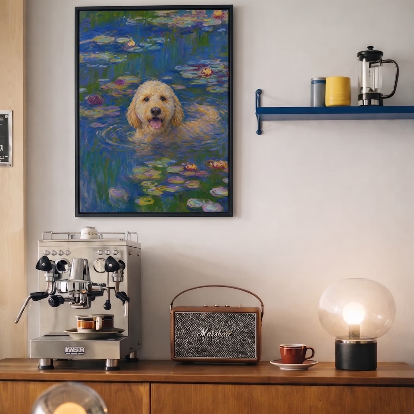 Dining Room gallery wall with impressionist pet artwork - image 2