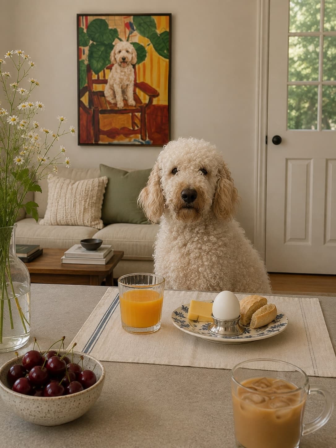 Dining Room gallery wall with impressionist pet artwork - image 5