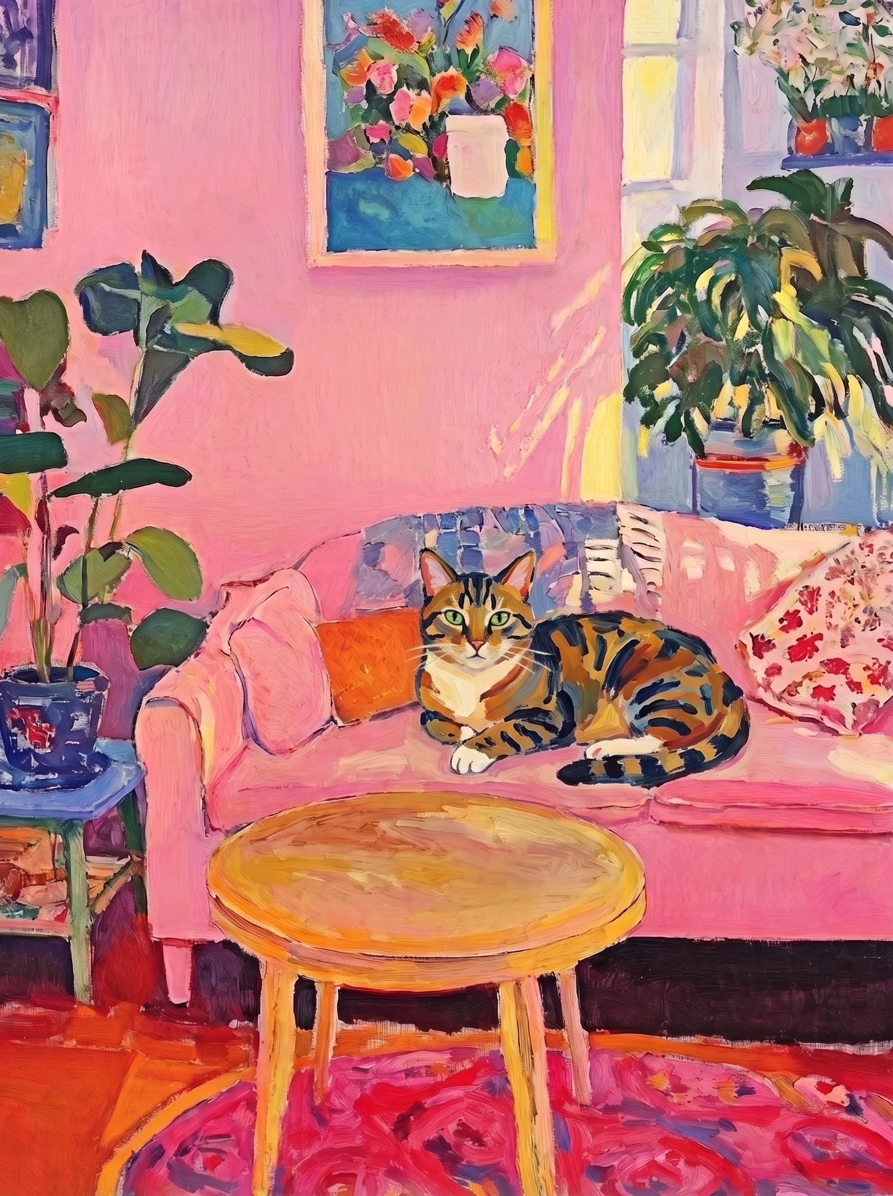 Cat Wall Art — custom impressionist pet portrait example — 14