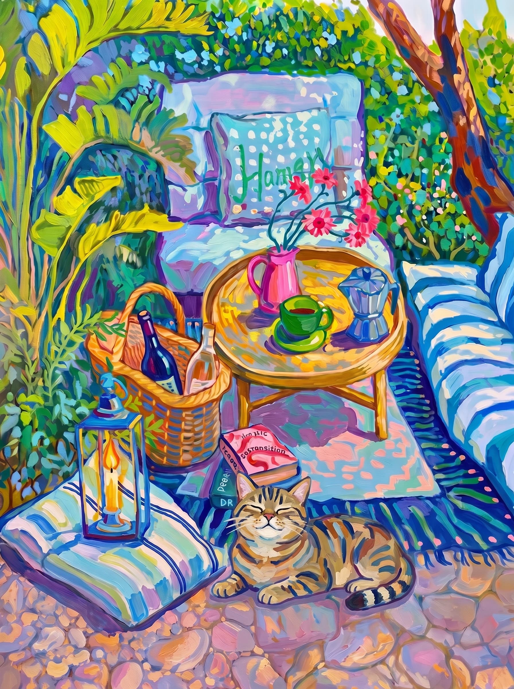 Cat Wall Art — custom impressionist pet portrait example — 3