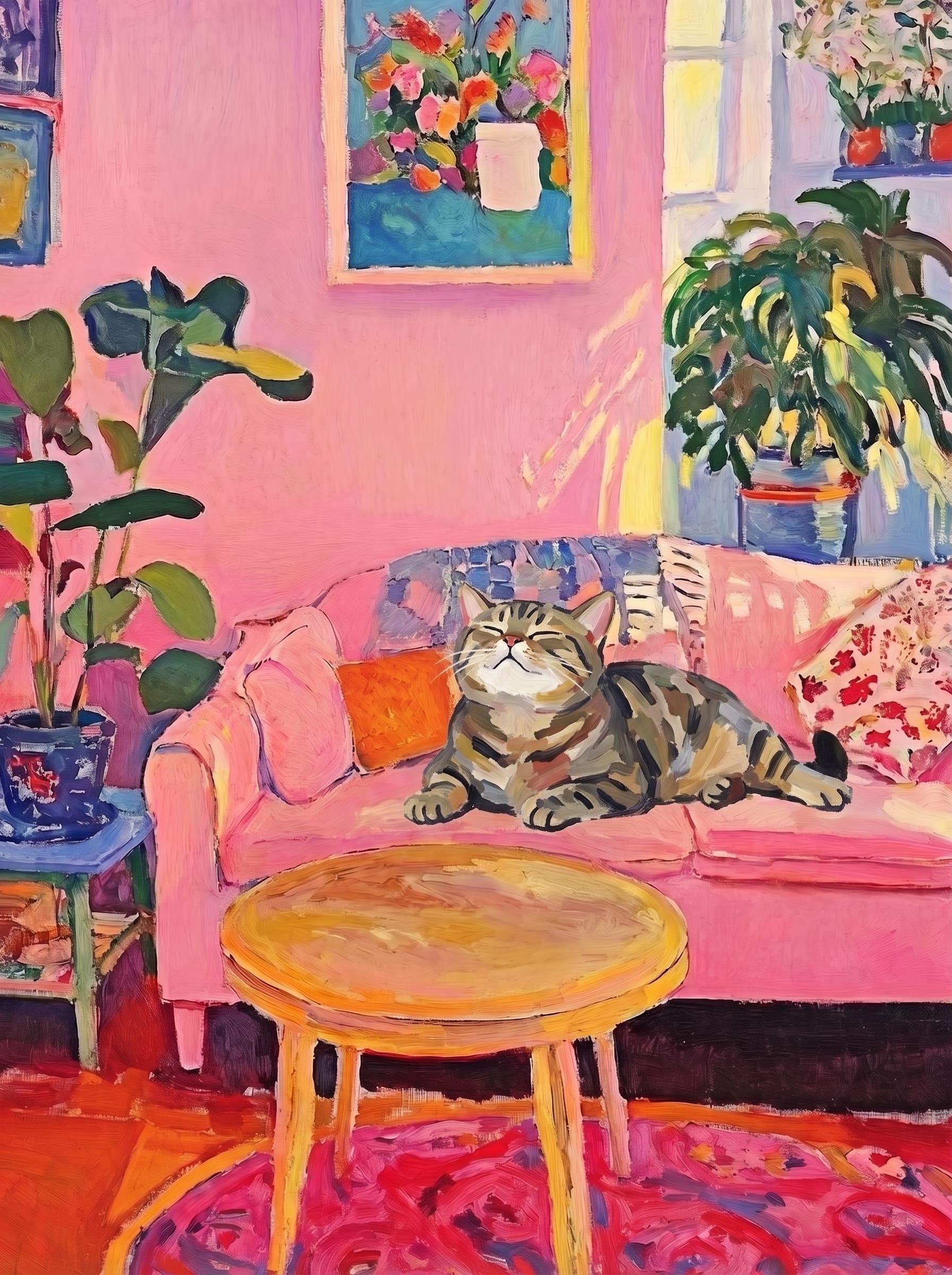 Cat Wall Art — custom impressionist pet portrait example — 4