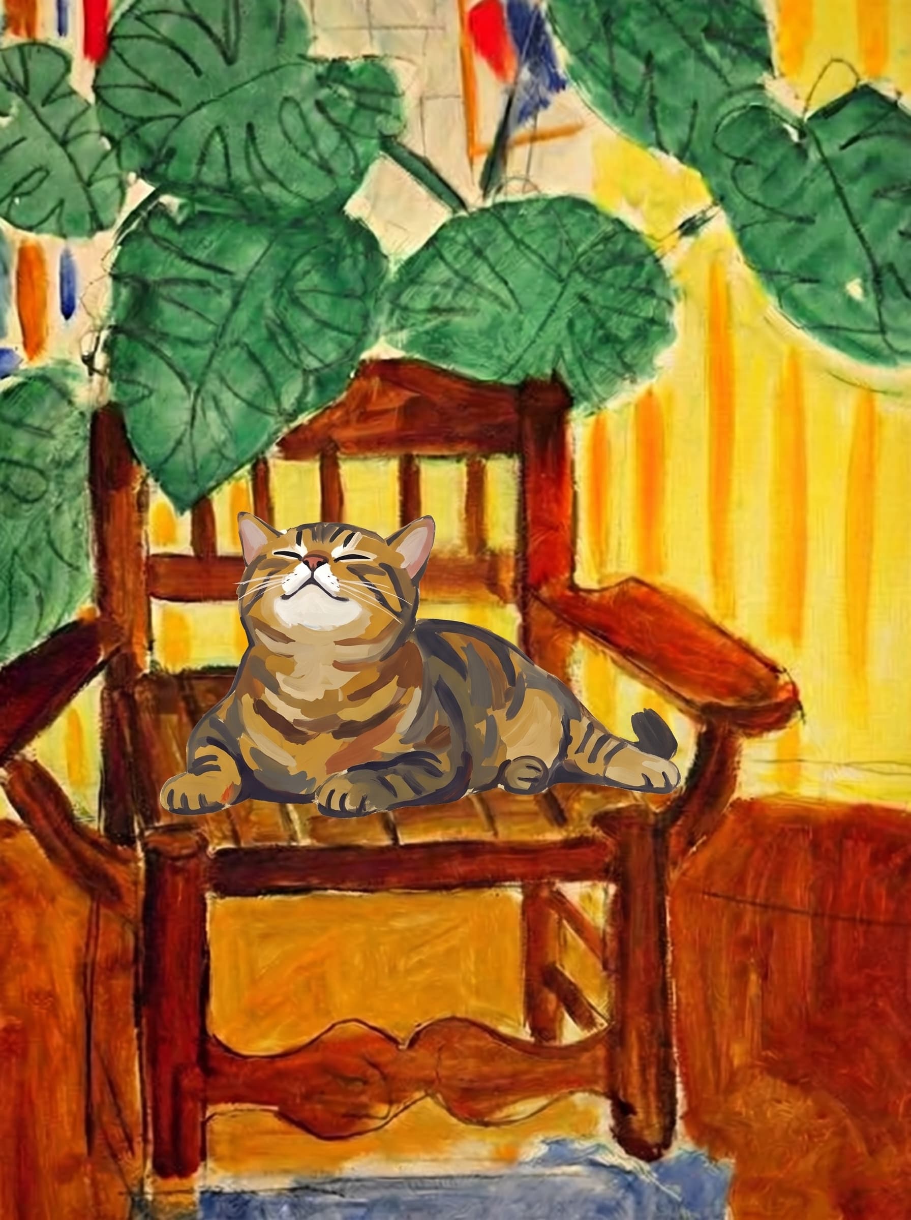 Cat Wall Art — custom impressionist pet portrait example — 2
