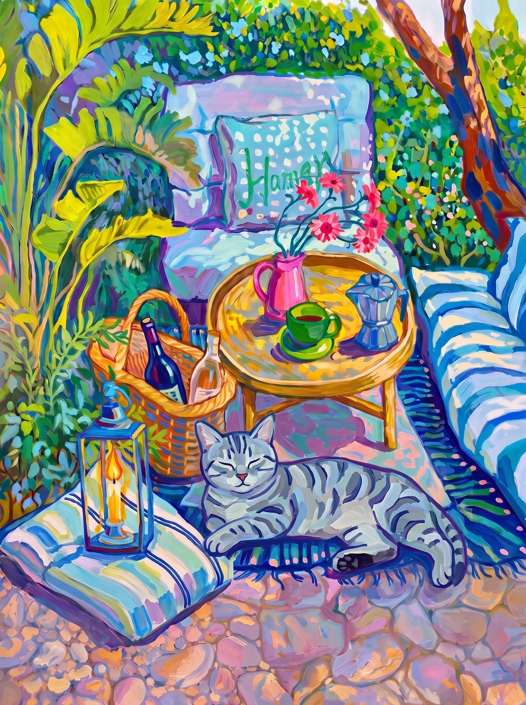 Cat Wall Art — custom impressionist pet portrait example — 11