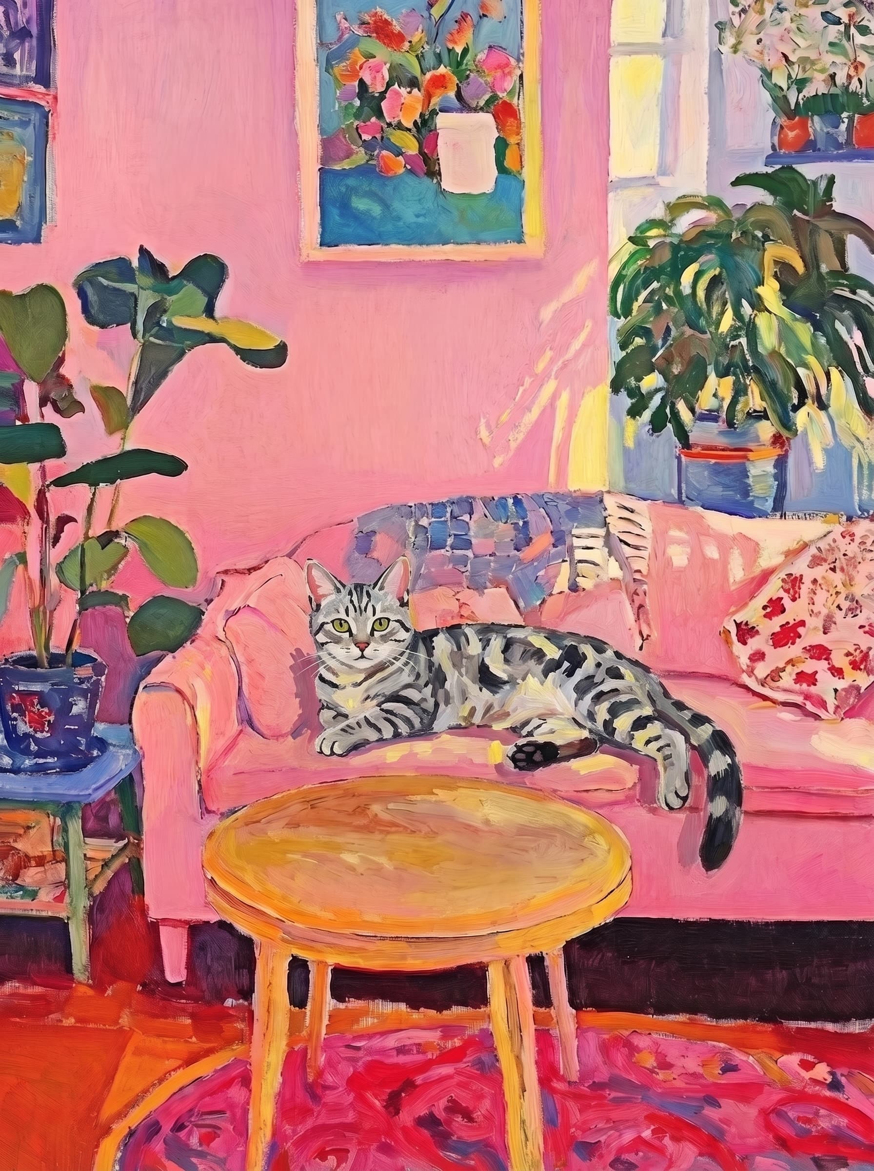 Cat Wall Art — custom impressionist pet portrait example — 10