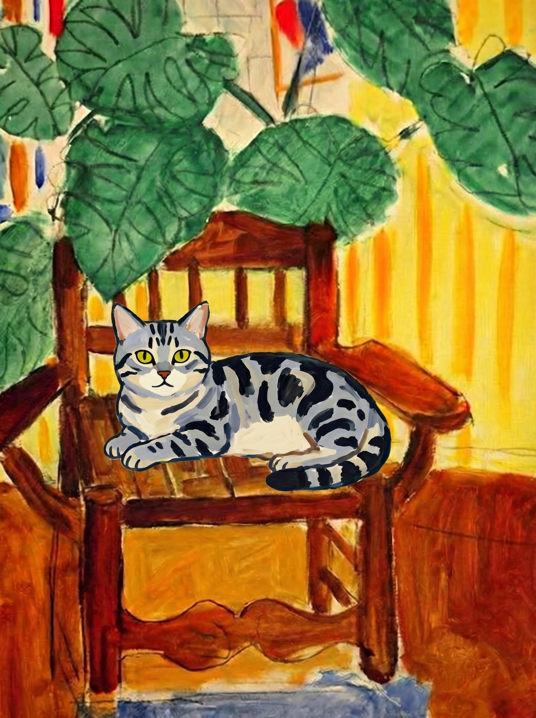 Cat Wall Art — custom impressionist pet portrait example — 7