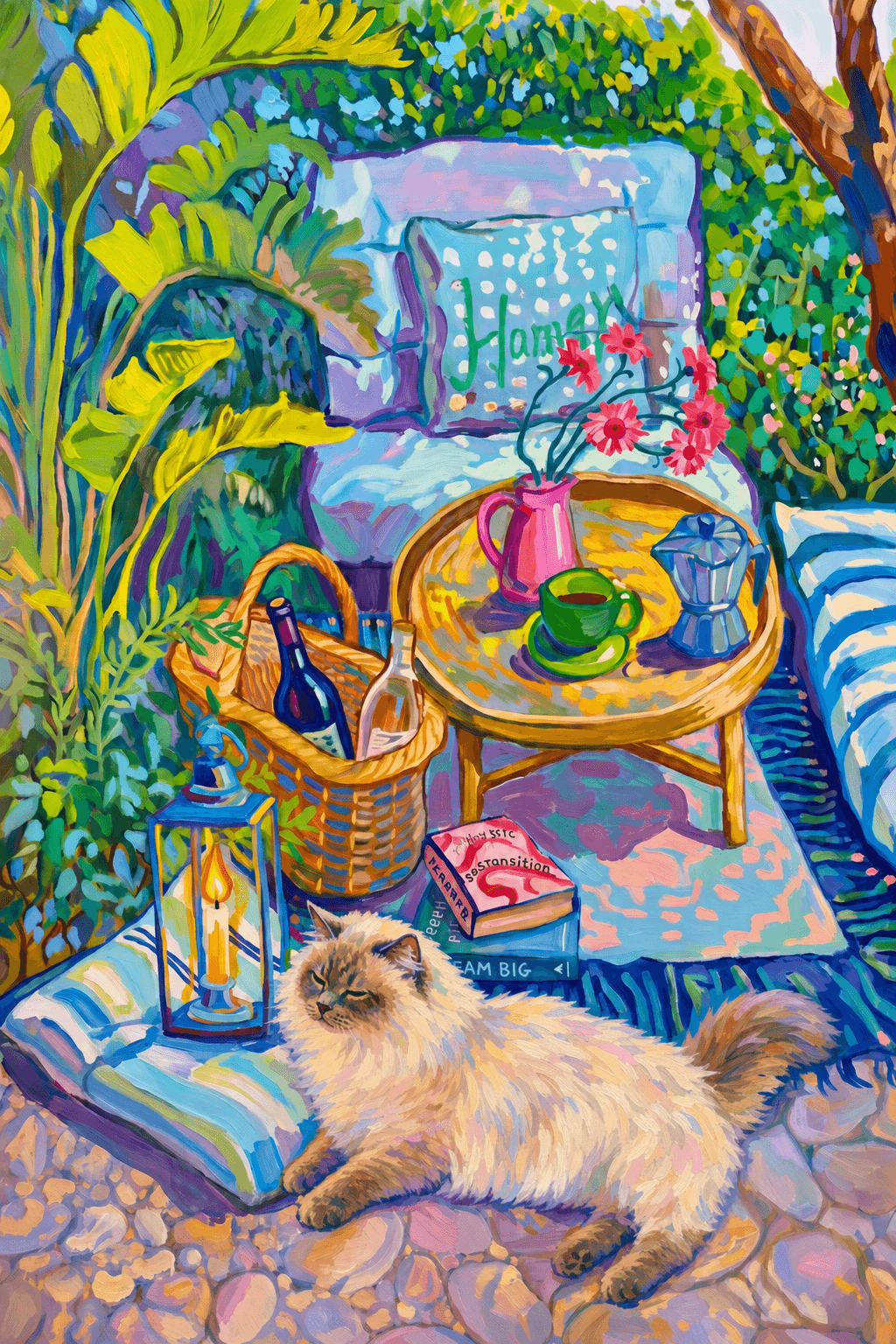 Cat Wall Art — custom impressionist pet portrait example — 9