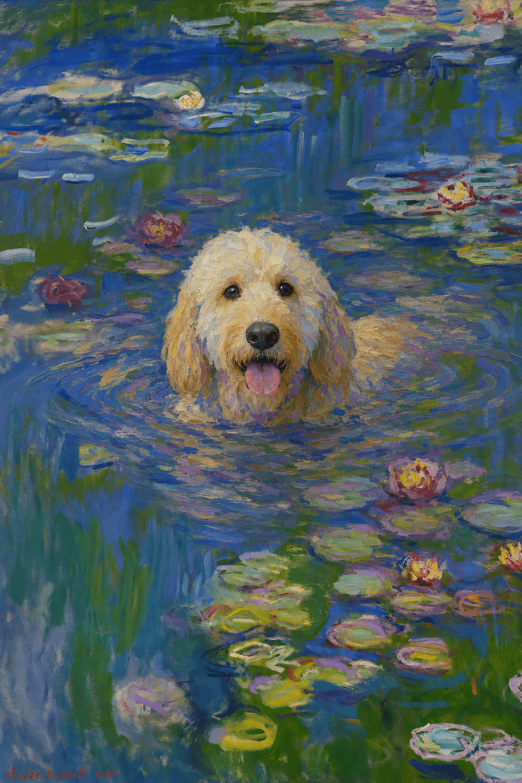 Dog Wall Art — custom impressionist pet portrait example — 18