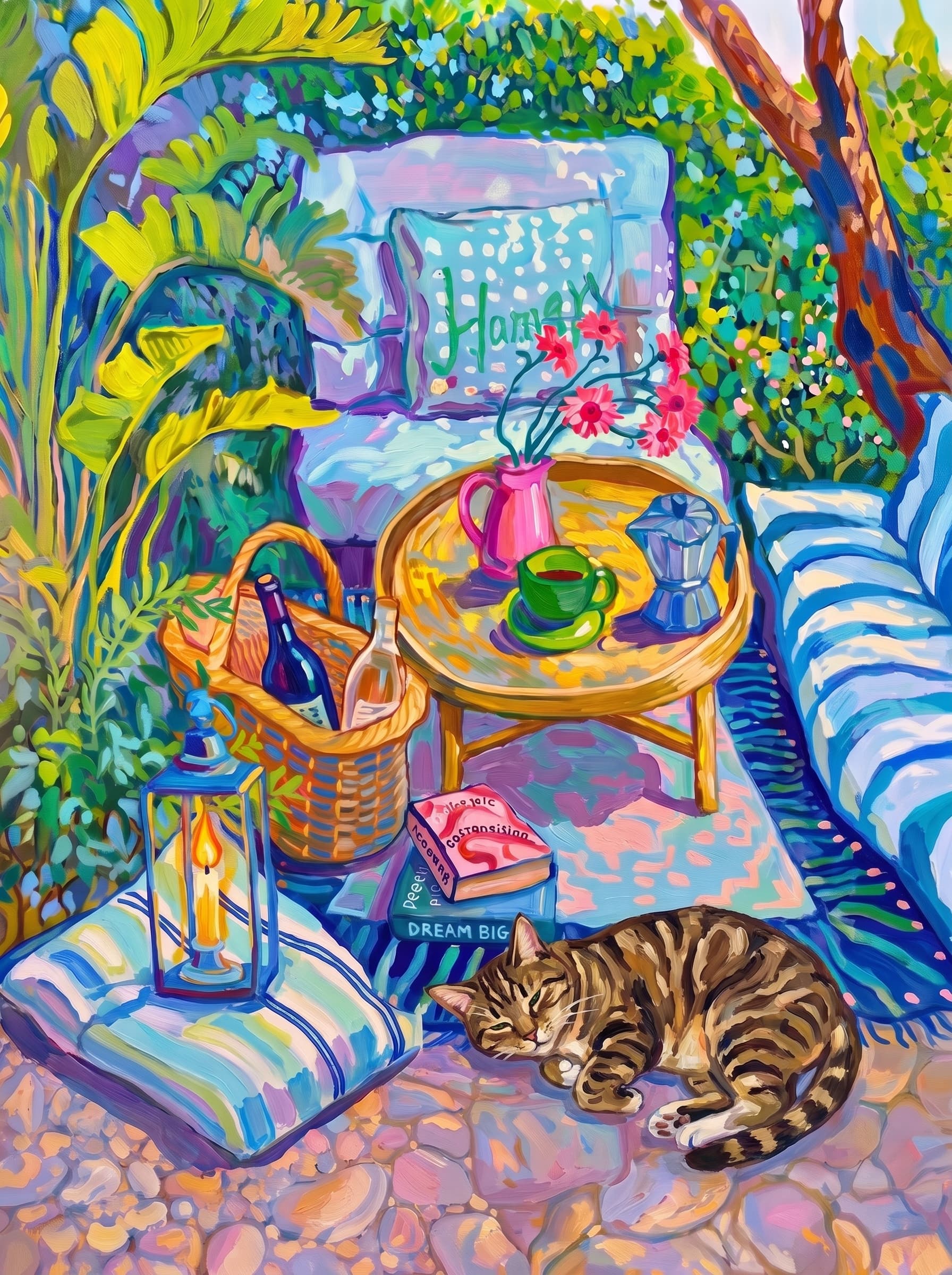 Cat Wall Art — custom impressionist pet portrait example — 13
