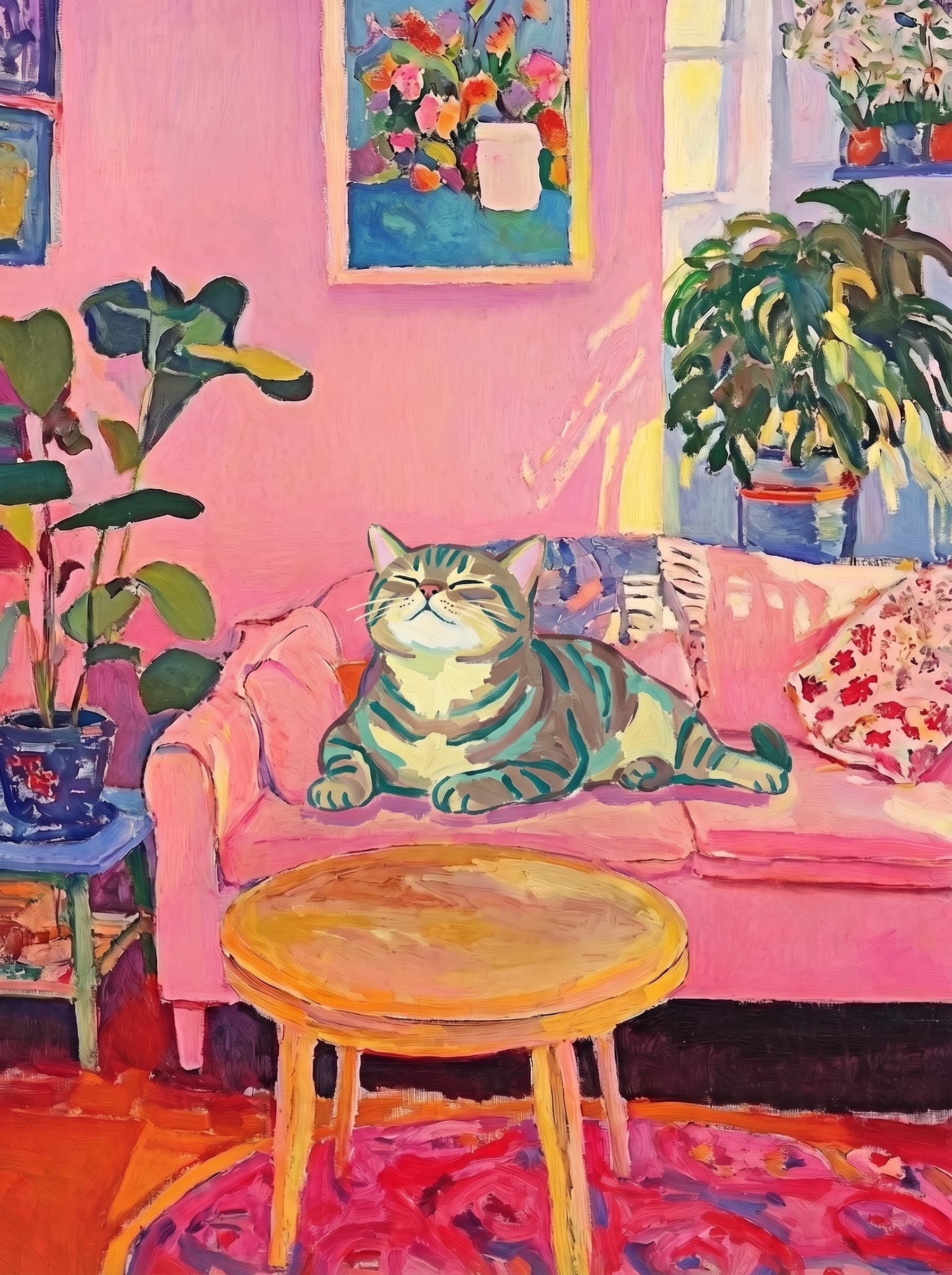 Cat Wall Art — custom impressionist pet portrait example — 5