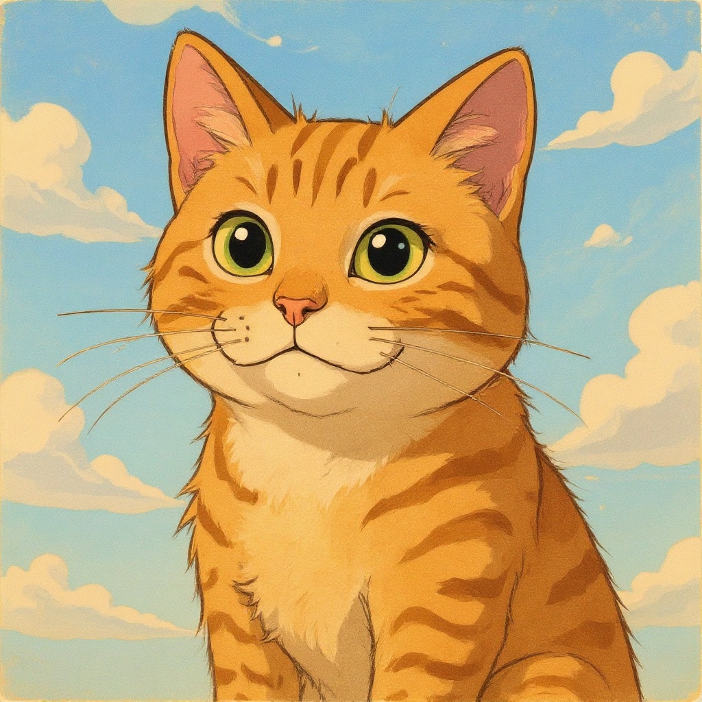 Whimsical anime portrait artwork capturing the spirit of Studio Ghibli portrait art, photo to art, turn photo into painting