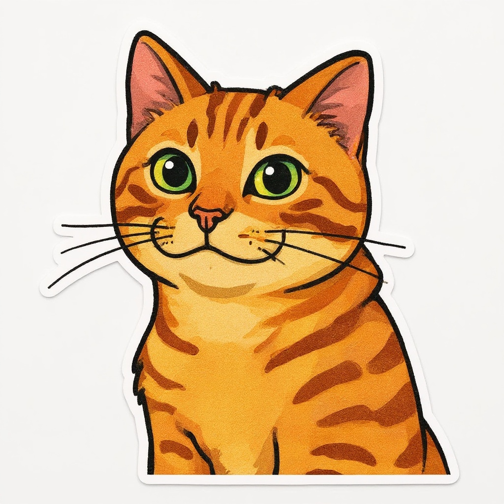 Cartoon sticker portrait from photo, bright flat colors and playful design portrait art, photo to art, turn photo into painting